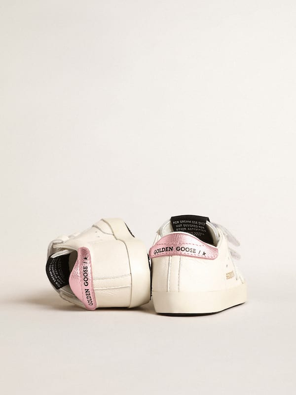 Golden Goose - Set Baby School aus weißem Nappaleder mit Fersenpartie aus rosa Leder in 