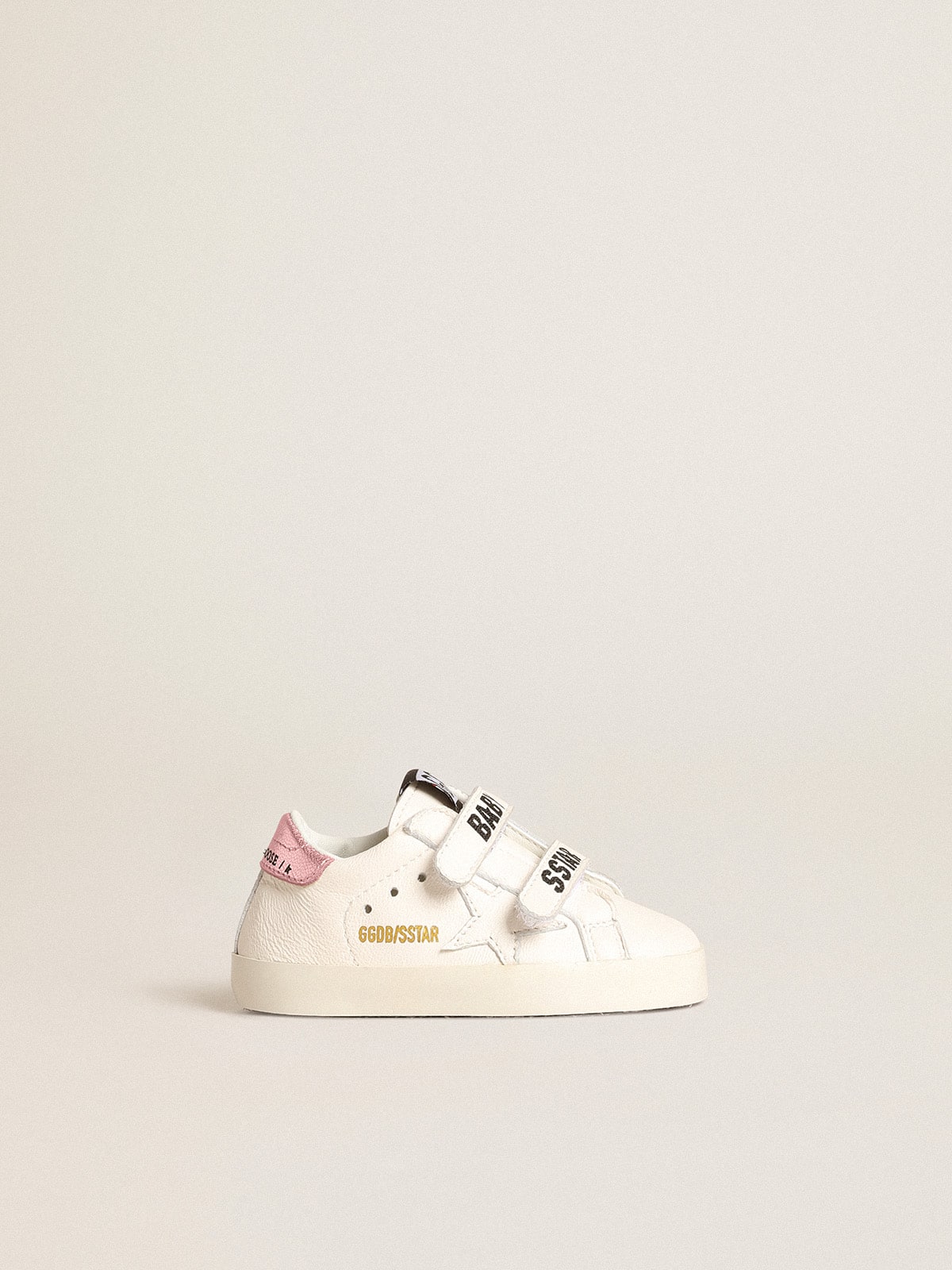 Golden Goose - Lot Baby School en cuir nappa blanc avec contrefort en cuir rose in 