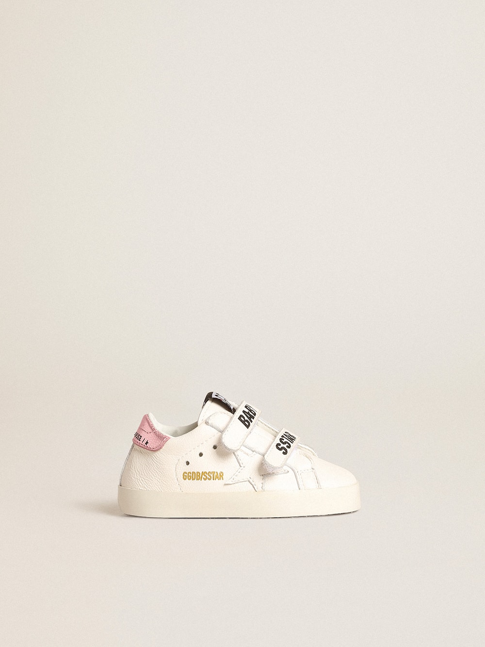 Golden Goose - Baby School set in white nappa leather with pink leather heel tab in 