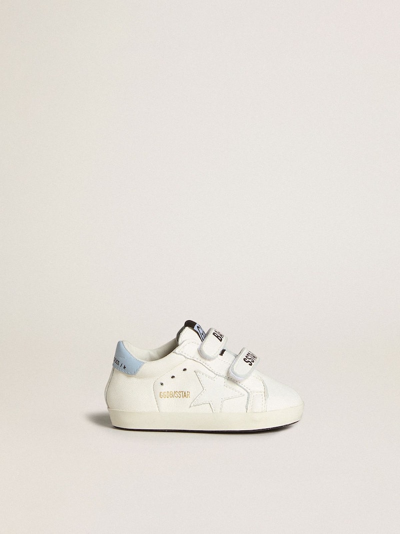 Golden Goose - Set Baby School aus Nappaleder mit wei&szlig;em Stern und Fersenpartie aus azurblauem Leder in 