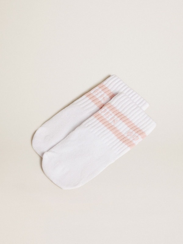 Golden Goose Baby School set in nappa with white star and pink leather heel tab Newborns white kids