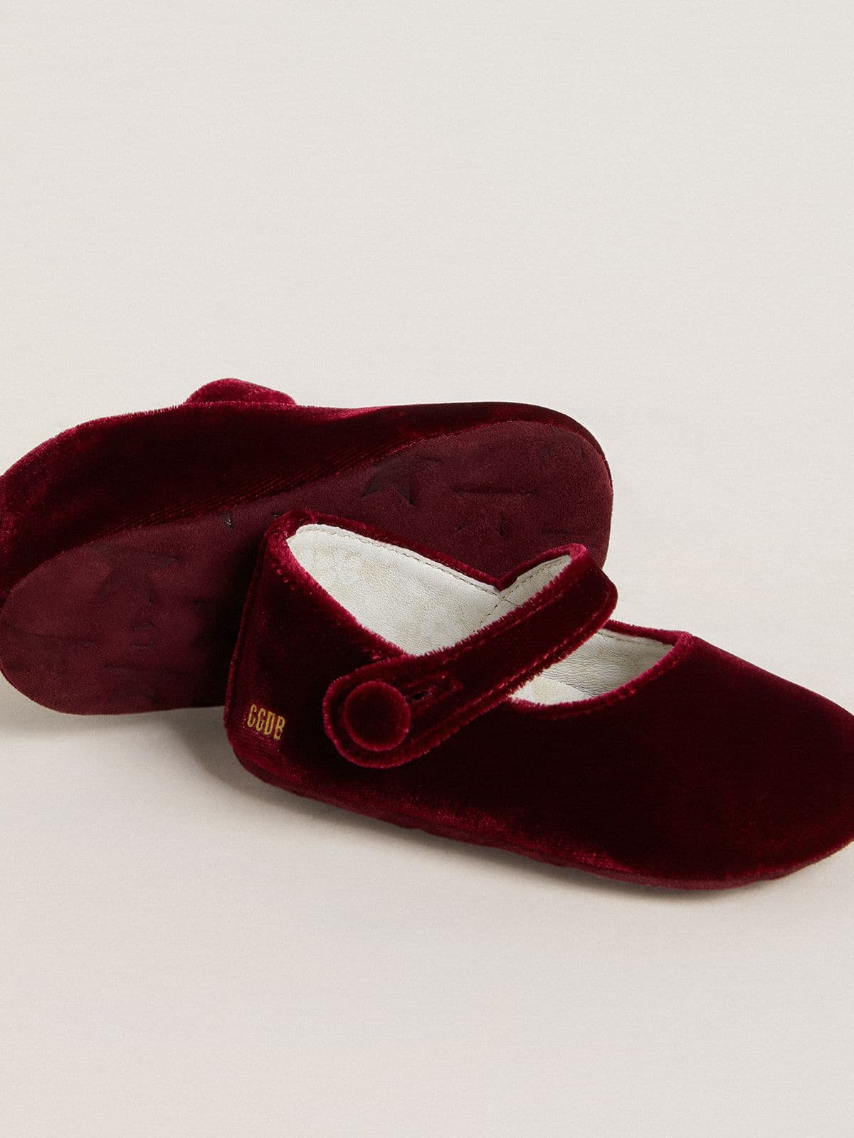 Golden Goose - Baby ballerine Sofi in velluto e suede bordeaux in 