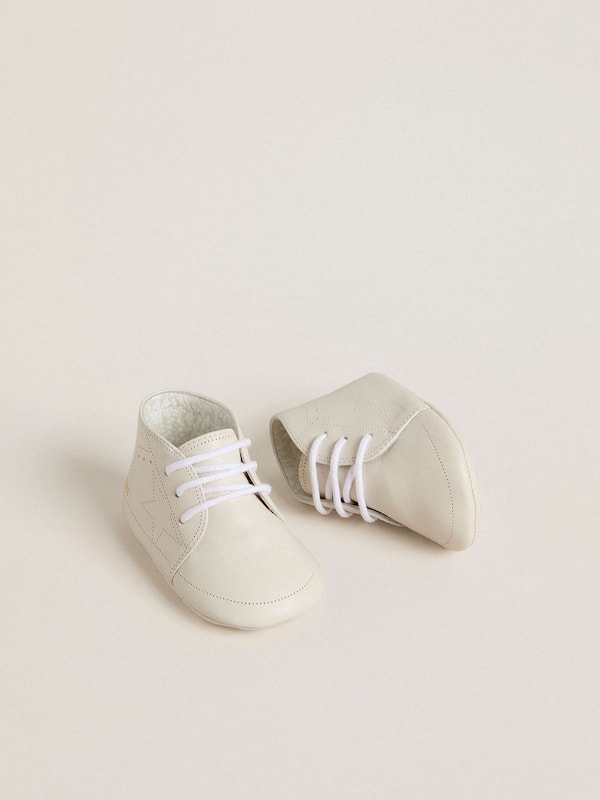 Golden Goose - New Born sneakers in white leather with perforated star in 