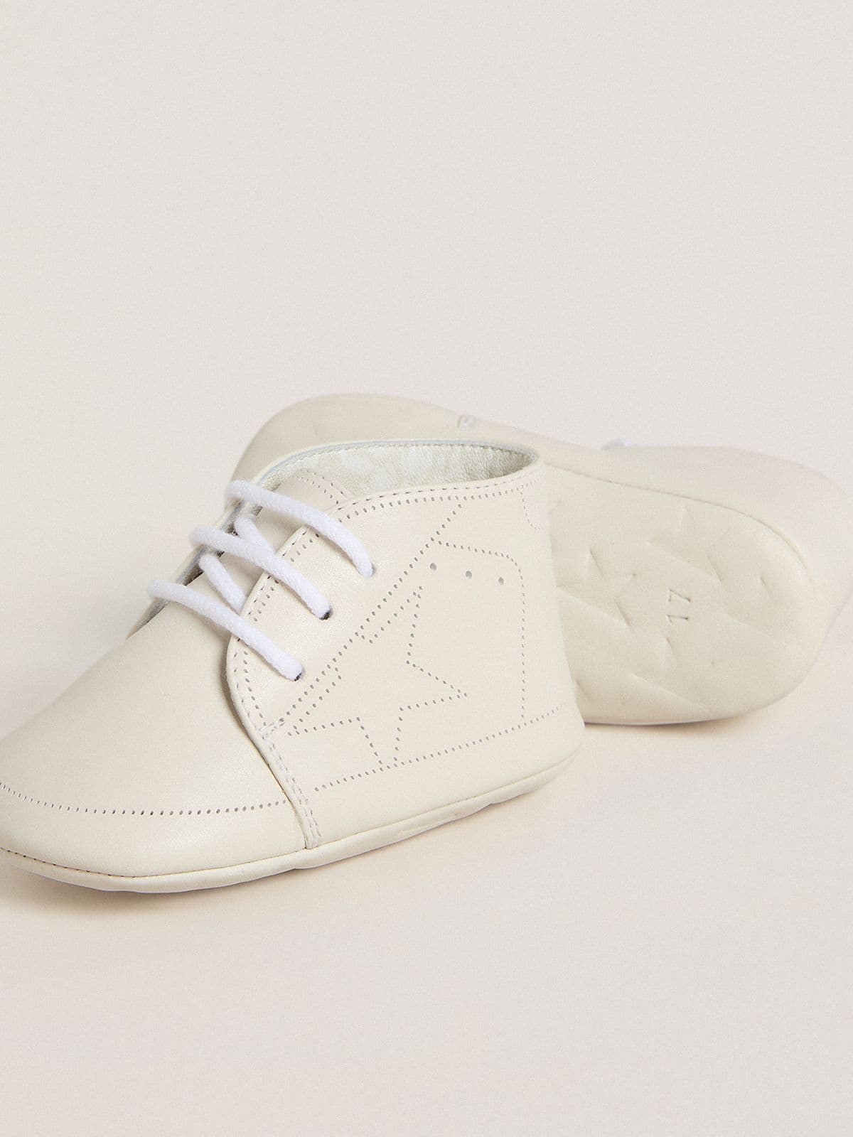 Golden Goose - New Born sneakers in white leather with perforated star in 