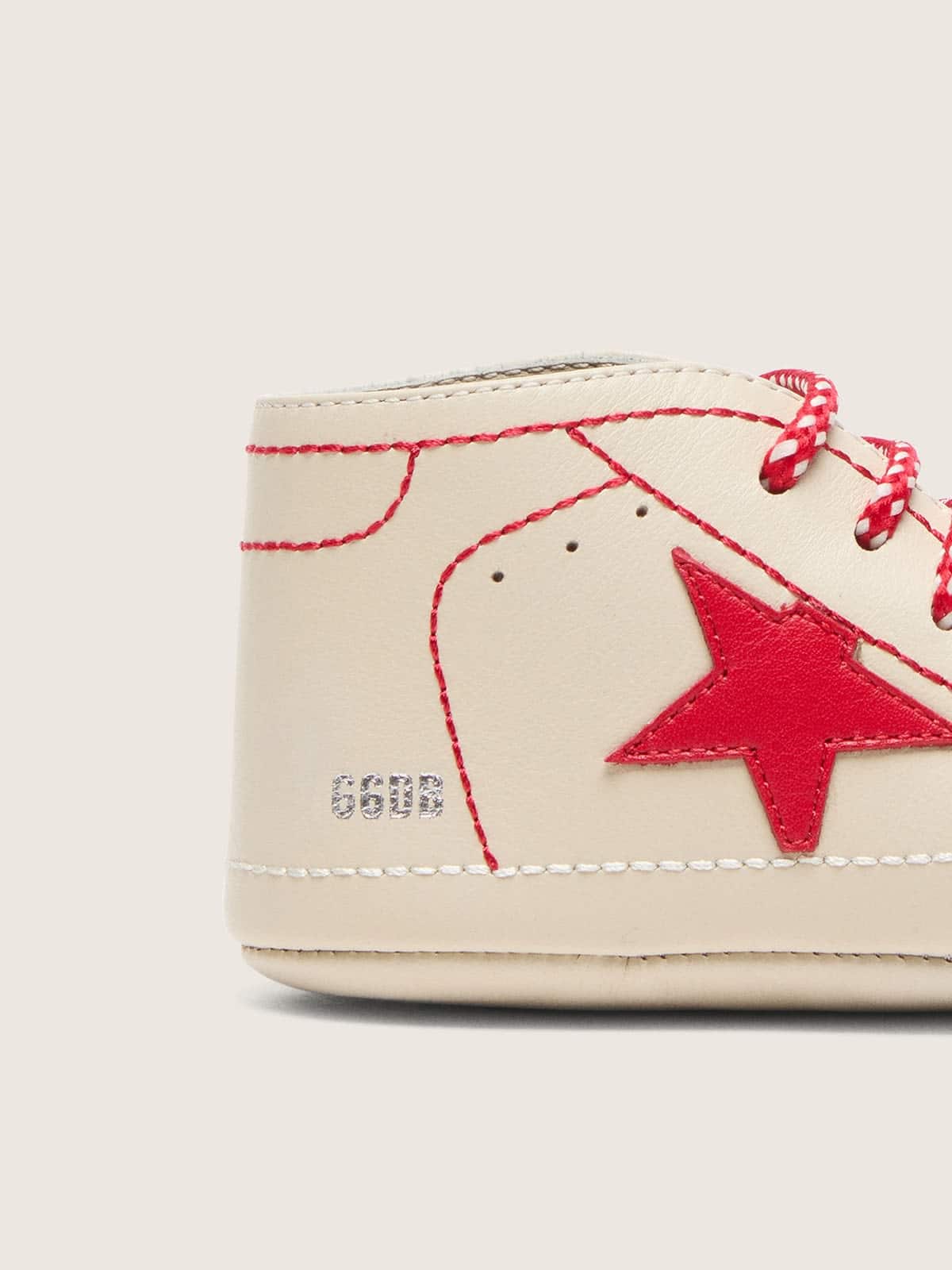 Golden Goose Baby New Born in white leather with red star and stitching Newborns red kids