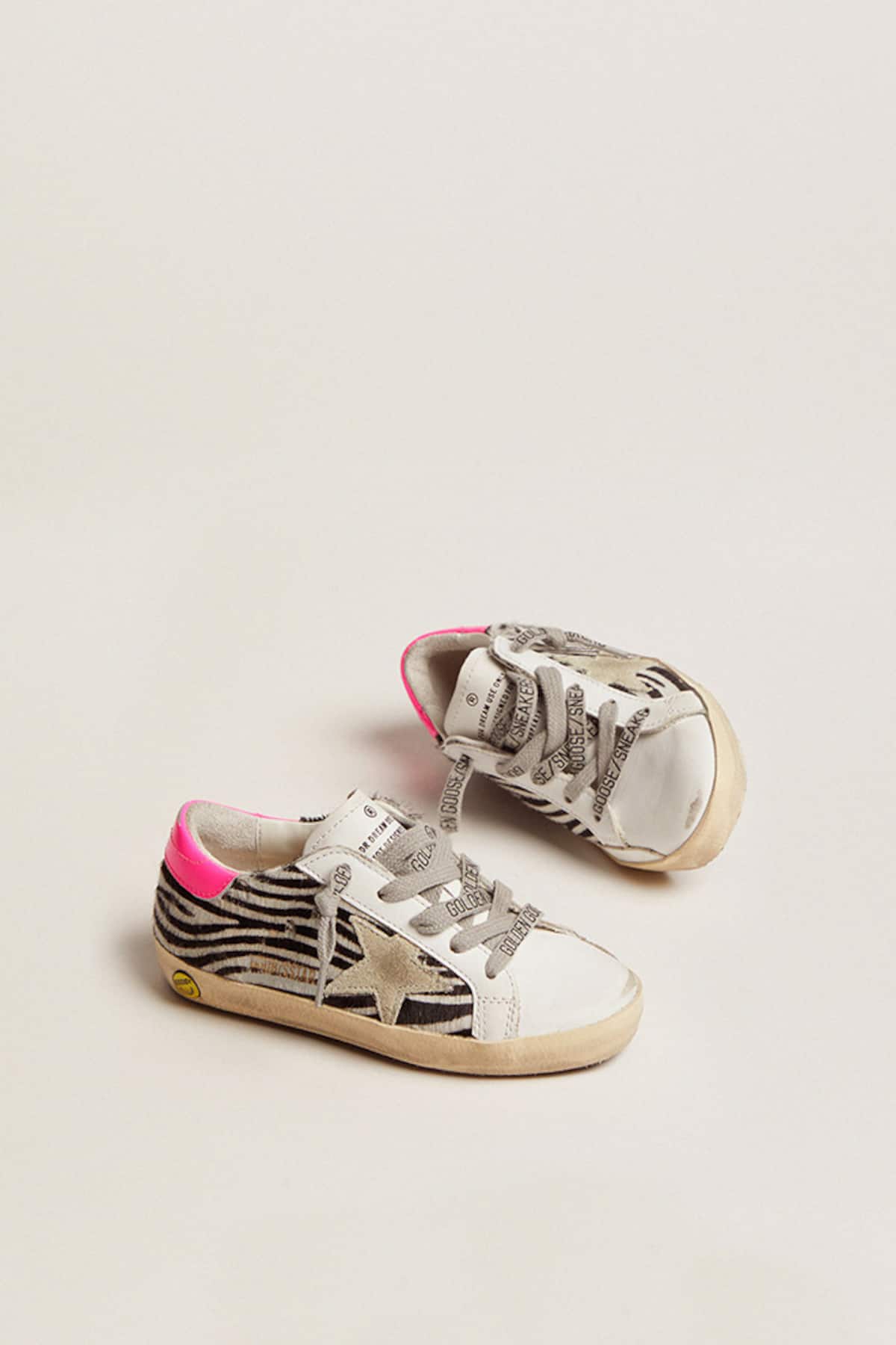 Golden Goose - Super-Star Junior de piel y piel efecto potro con estampado cebra y refuerzo del talón fucsia in 