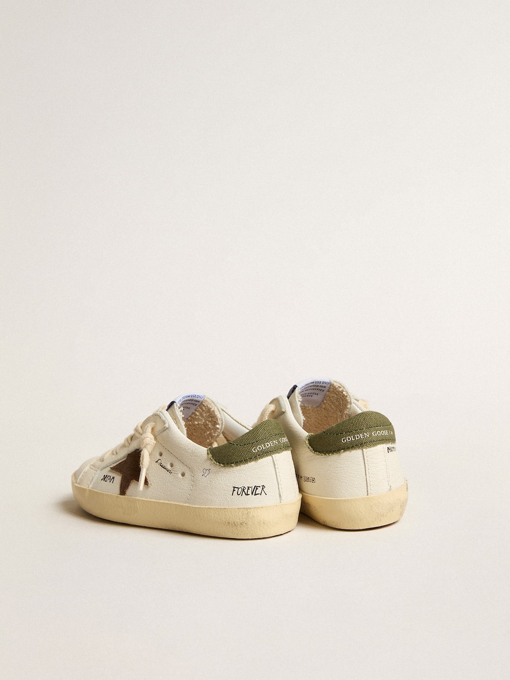 Golden Goose - Super-Star Junior in nappa with suede star and green heel tab in 