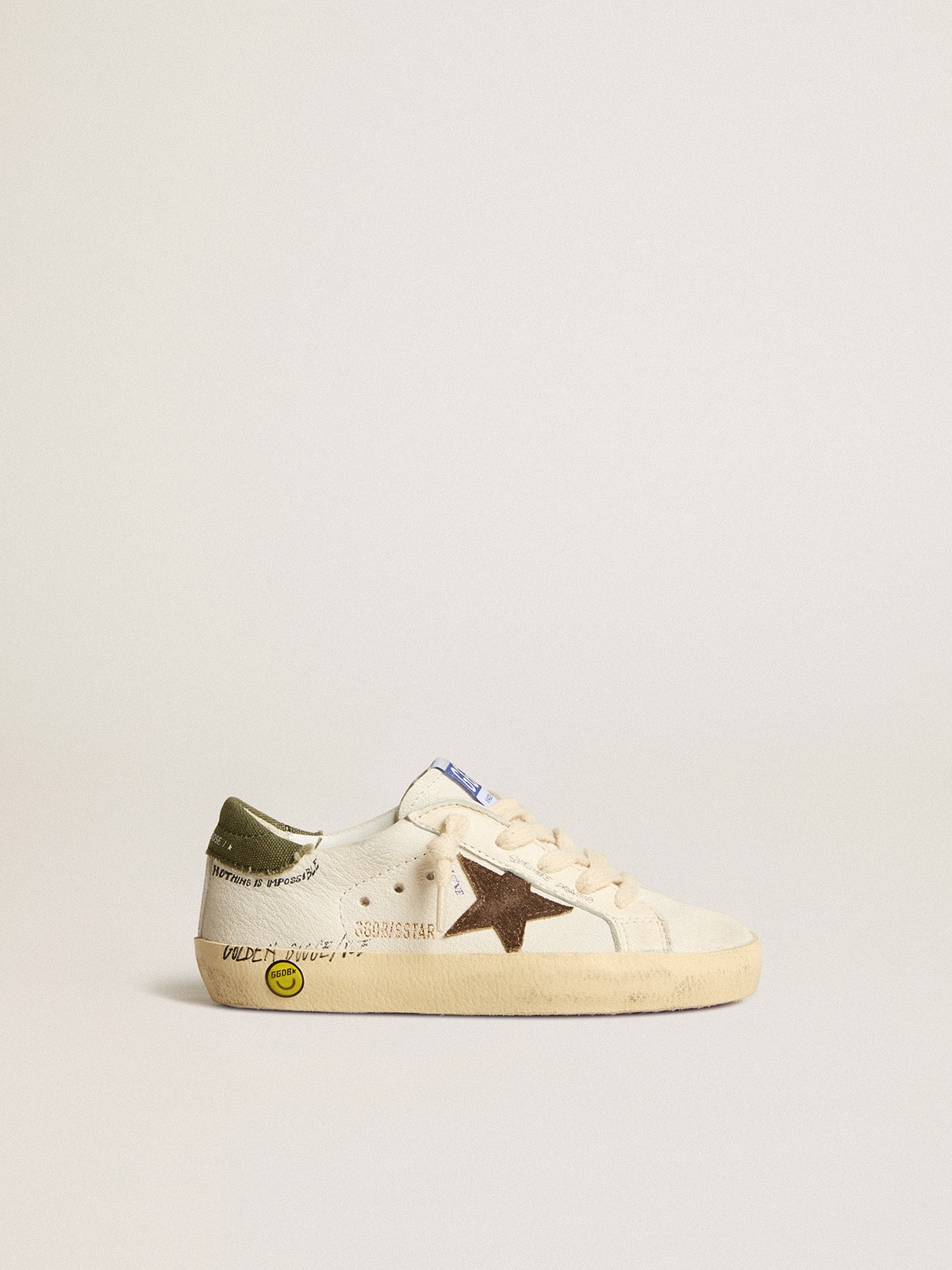 Golden Goose - Super-Star Junior in nappa with suede star and green heel tab in 