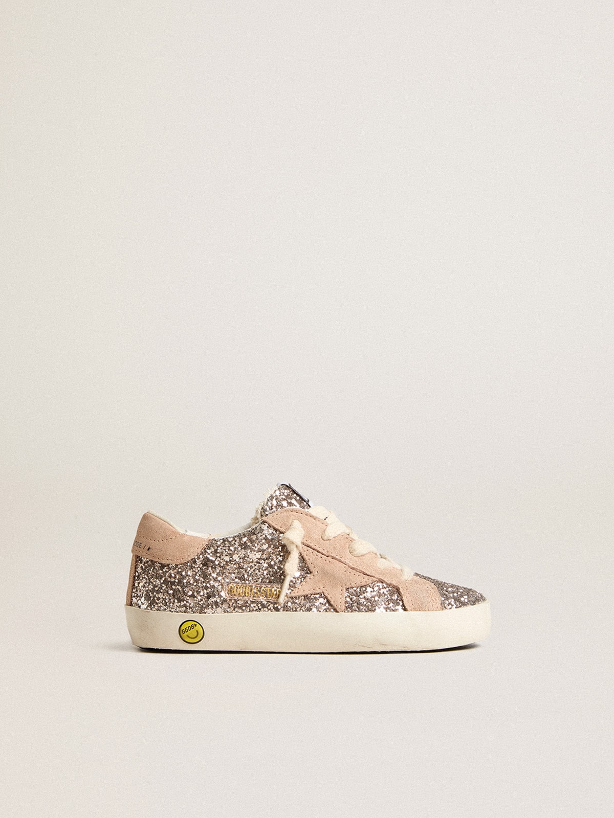 Golden Goose - Junior Super-Star in glitter with suede star and heel tab in 