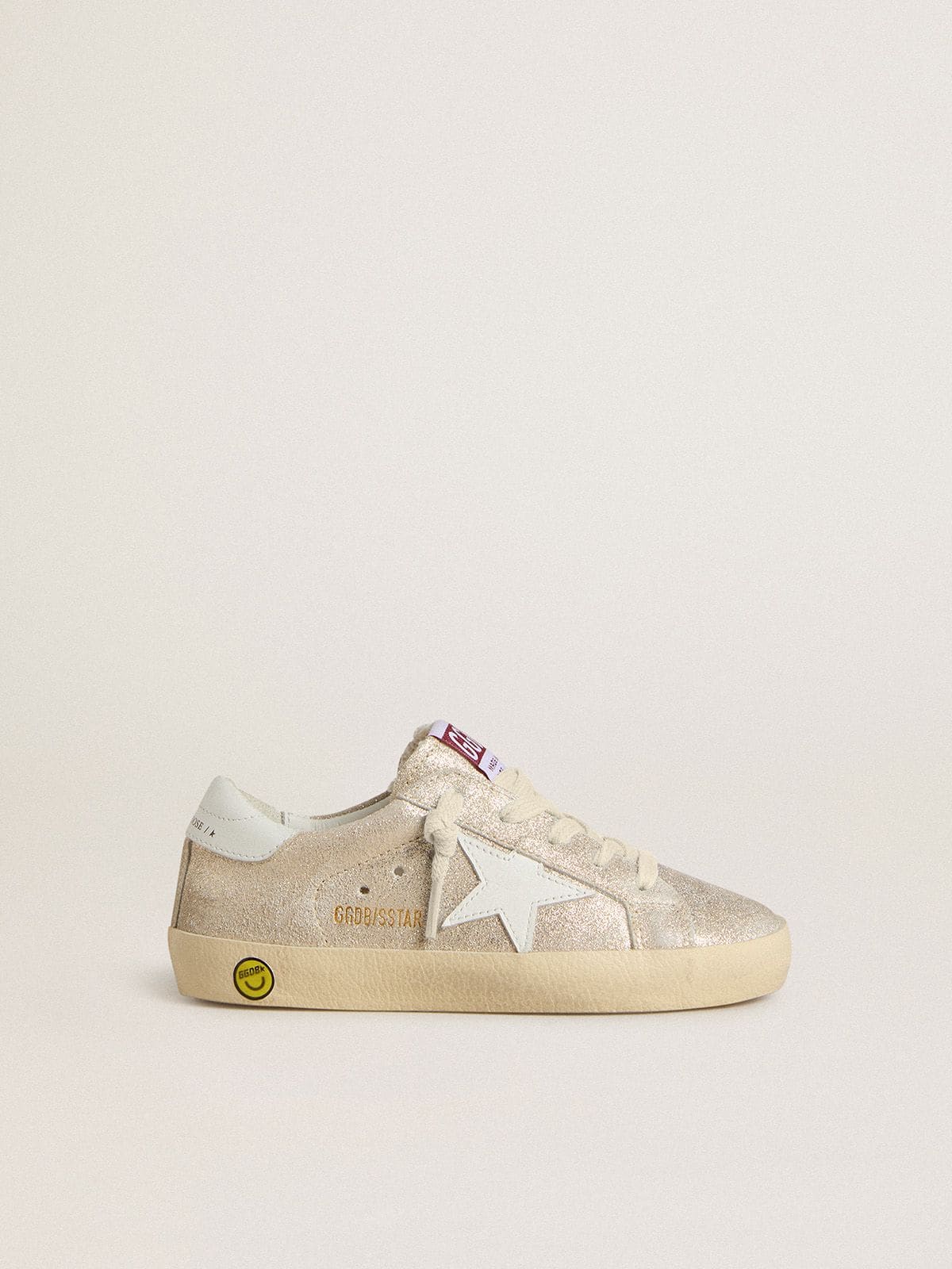 Golden Goose - Super-Star Junior de ante con efecto laminado color arena y estrella de piel blanca in 