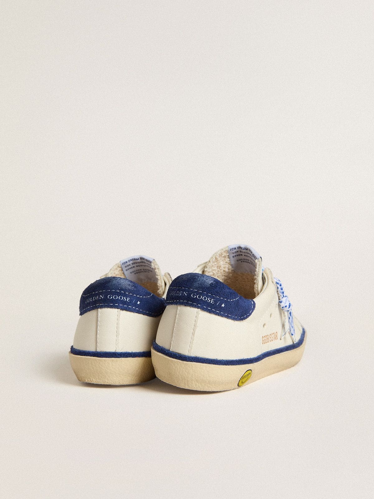Golden Goose - Junior Super-Star in white leather with blue suede heel tab in 