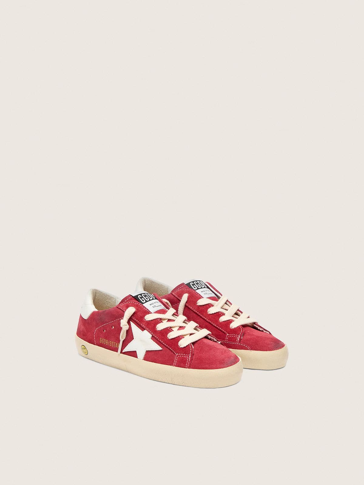 Golden Goose - Junior Super-Star in red suede with white leather star and heel tab in 