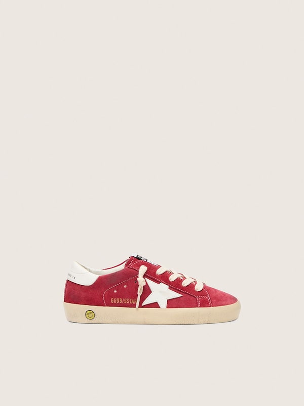 Golden Goose - Junior Super-Star in red suede with white leather star and heel tab in 
