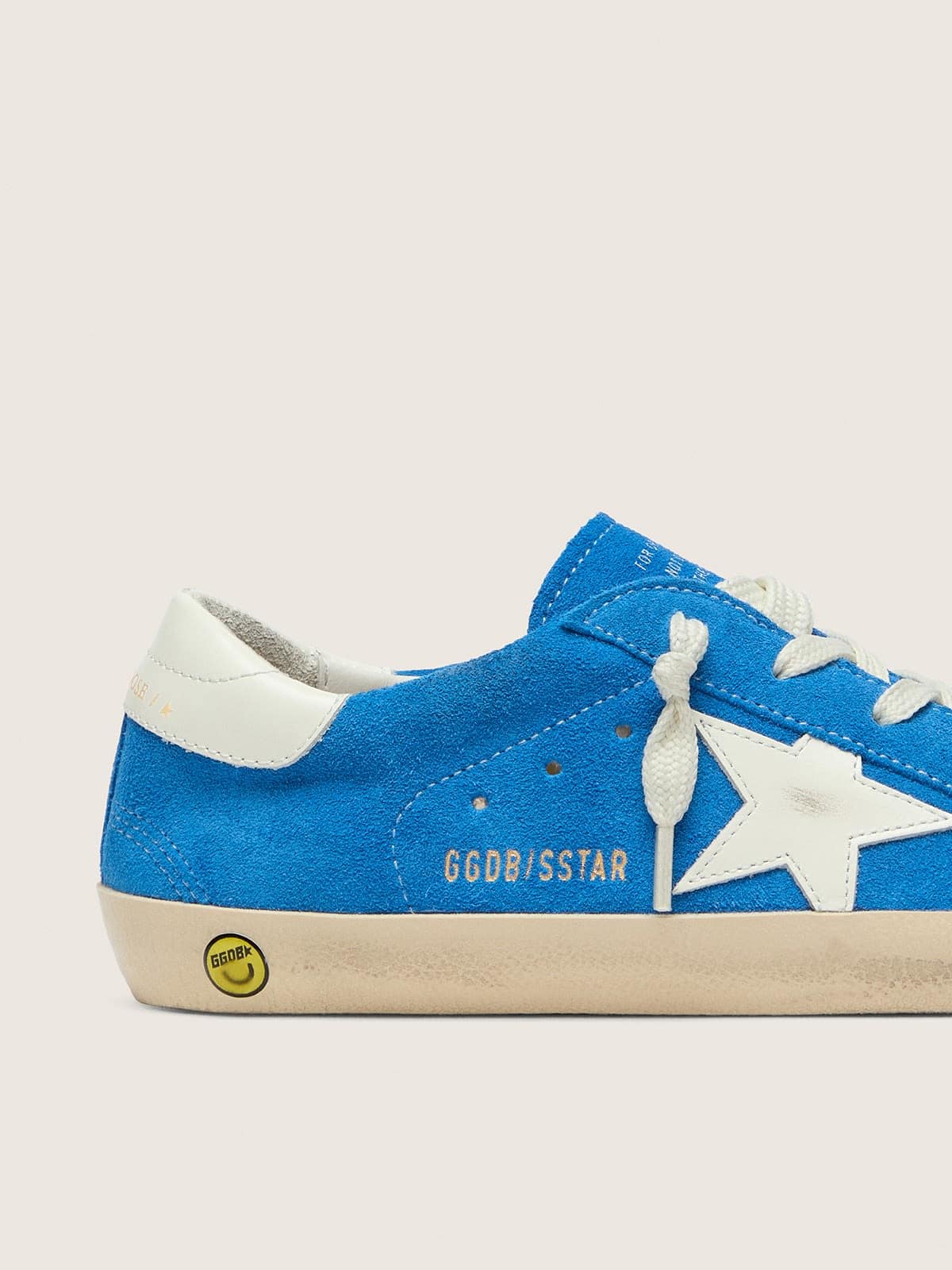 Golden Goose - Junior Super-Star in bright blue suede with white leather star in 