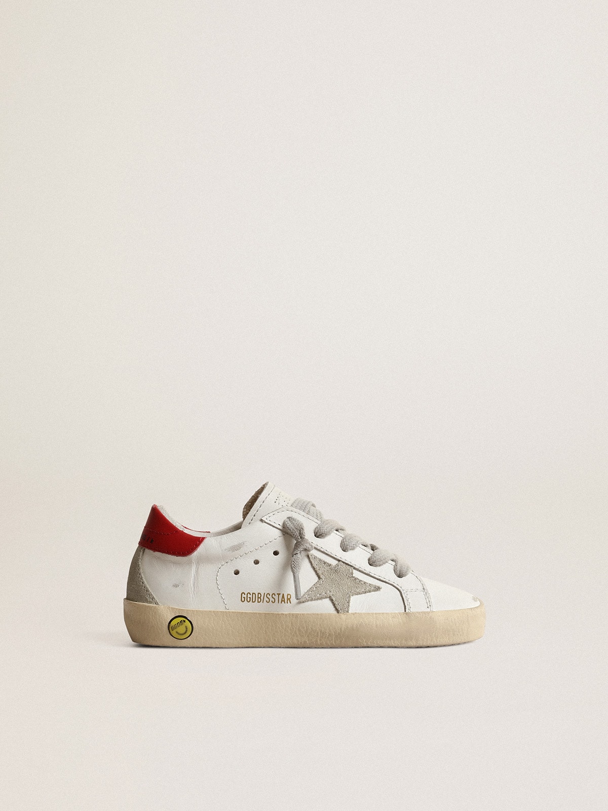 Golden Goose - Super-Star Junior with suede star and red leather heel tab in 