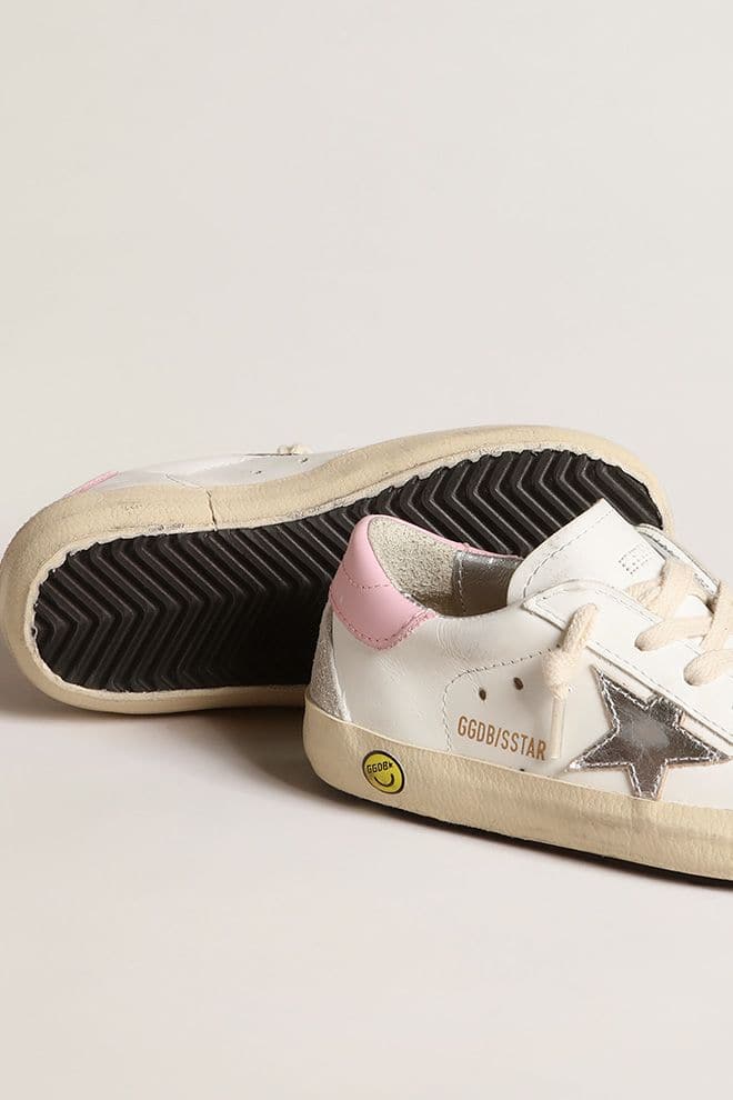 Golden Goose Super-Star Sabot Leather Upper Glitter White