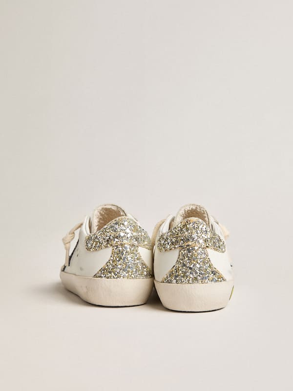 Golden Goose - Junior Super-Star in leather with glitter star and heel tab in 