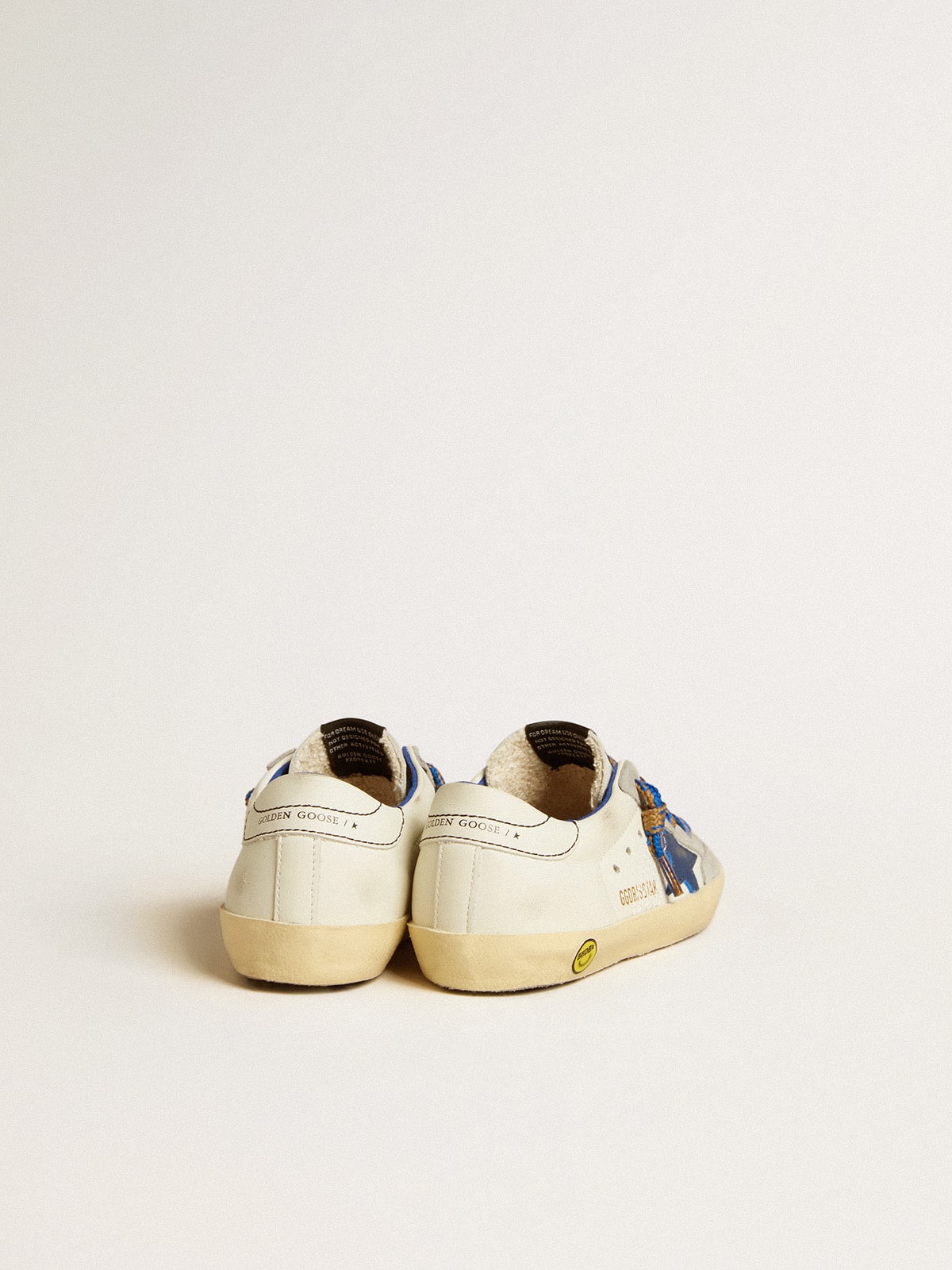 Golden Goose - Super-Star Junior with blue leather star and ice-gray suede inserts in 