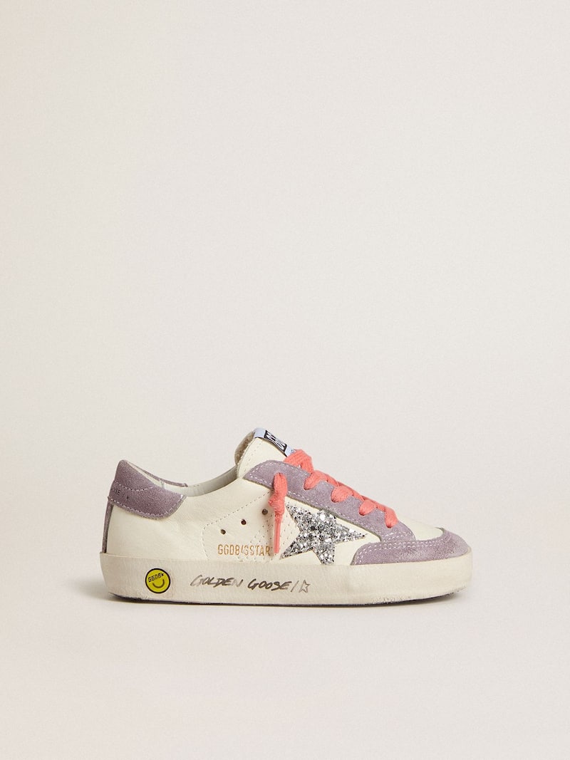 Junior Super-Star with silver glitter star and lilac suede inserts