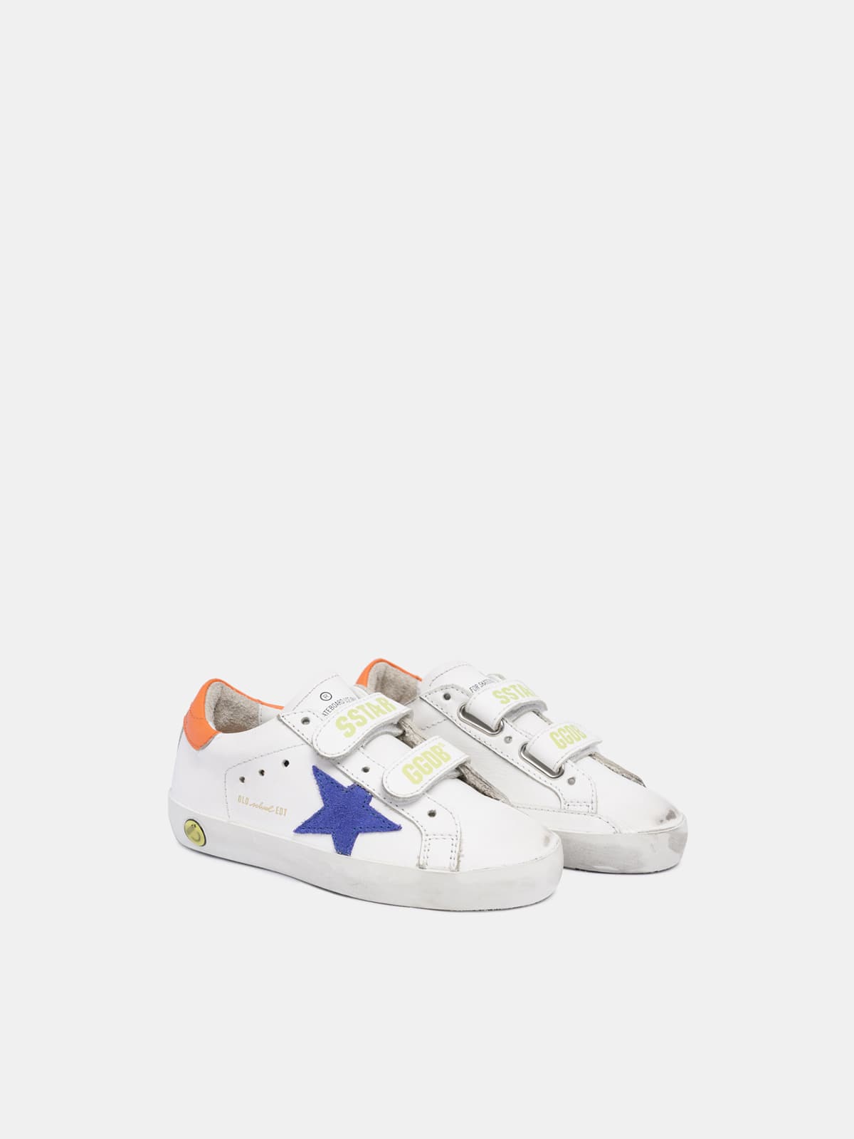 Golden Goose - Old School sneakers with light blue suede star and orange heel tab in 