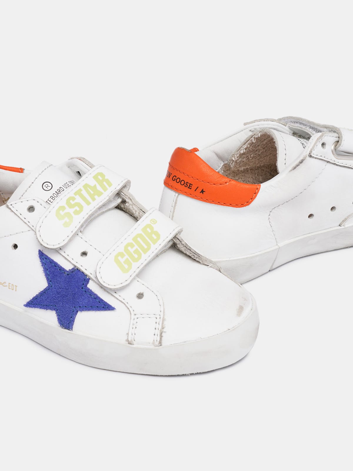 Golden Goose - Old School sneakers with light blue suede star and orange heel tab in 