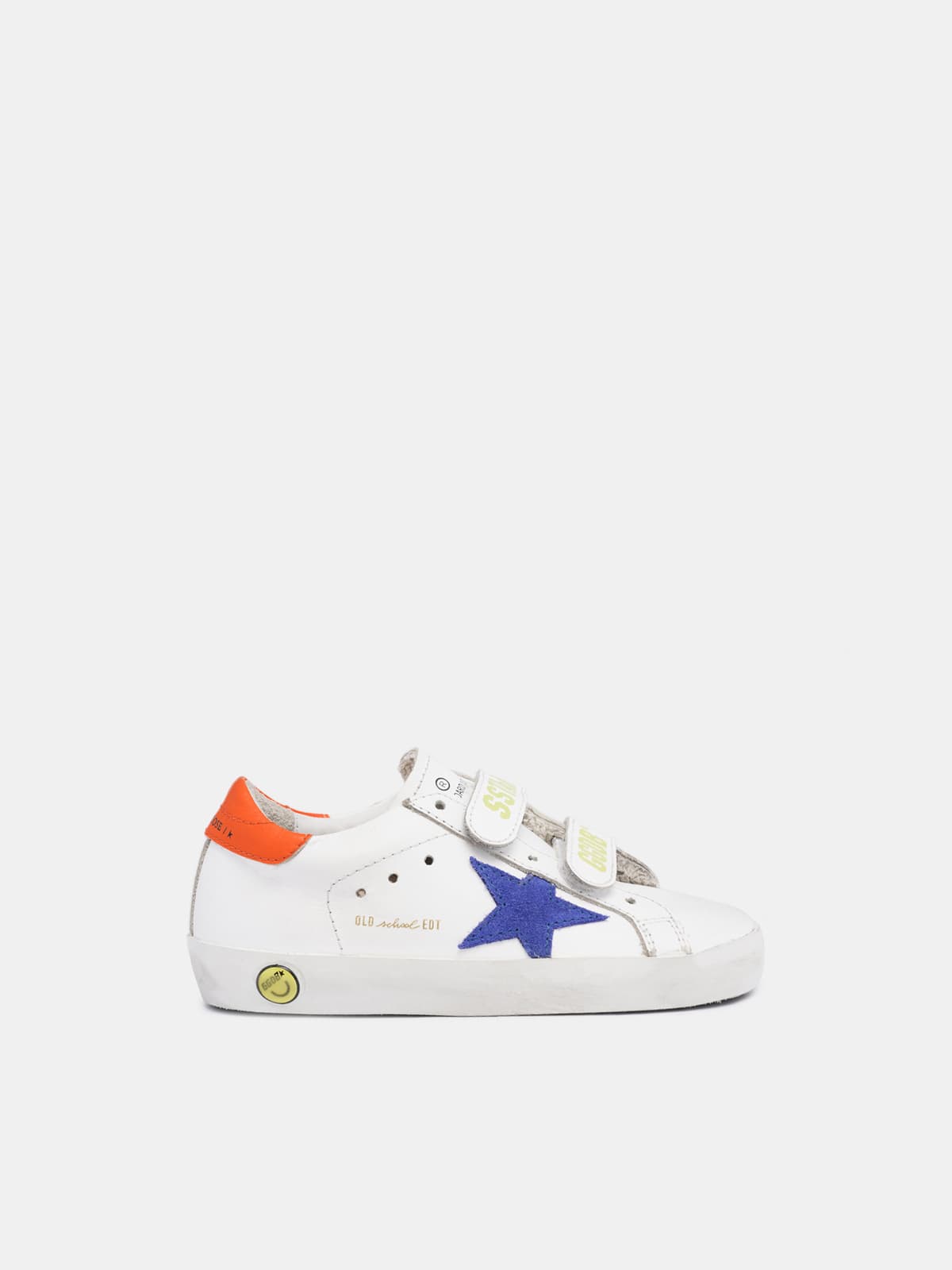 Golden Goose - Old School sneakers with light blue suede star and orange heel tab in 