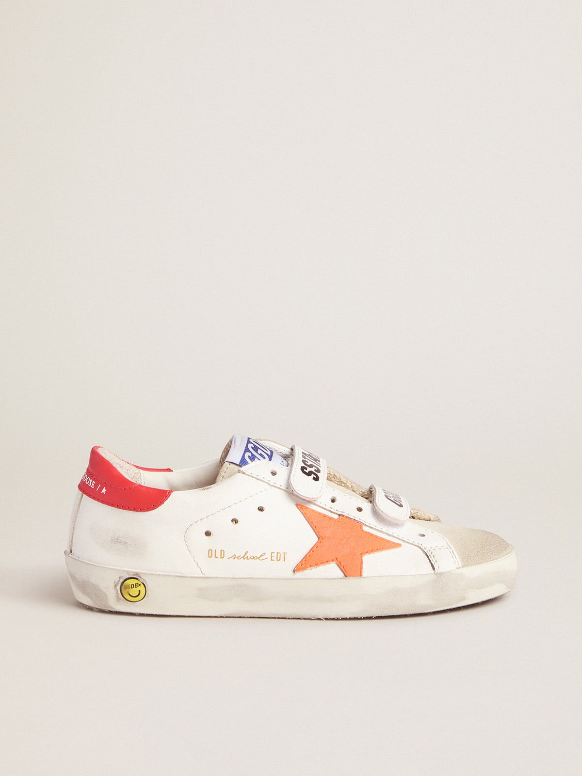 Golden Goose - Junior Old School sneakers with Velcro fastening and fluorescent orange star in 