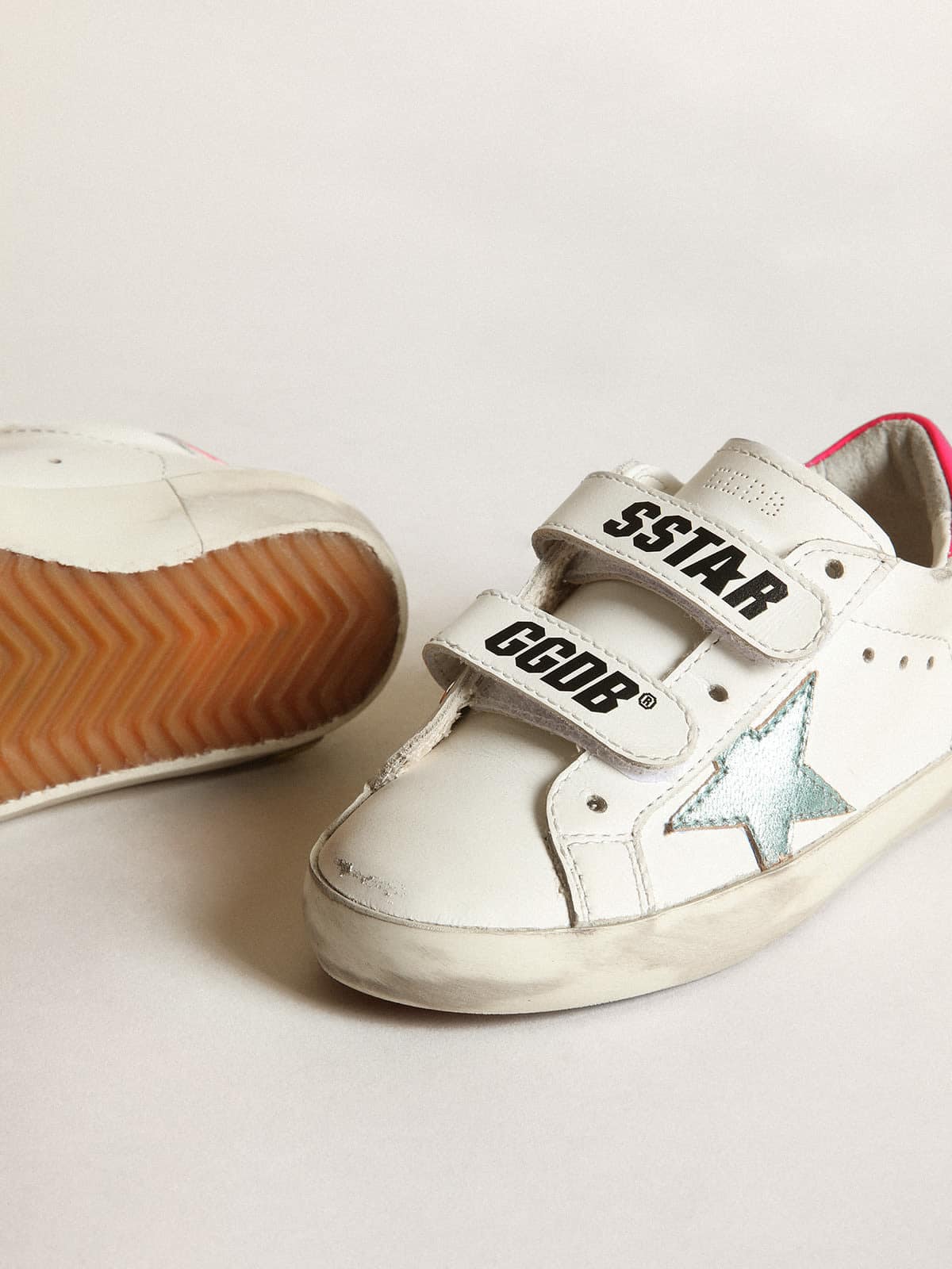 Golden Goose - Old School Junior con estrella de piel laminada aguamarina in 