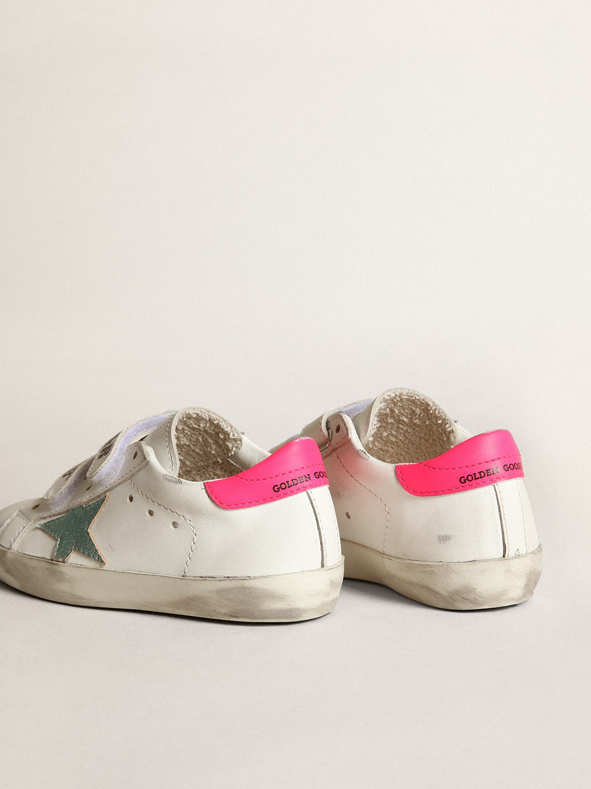 Golden Goose - Old School Junior con stella in pelle laminata acquamarina in 