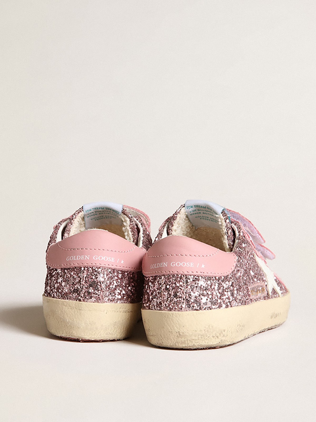 Golden Goose - Old School Junior à paillettes lilas avec étoile blanche et contrefort rose in 