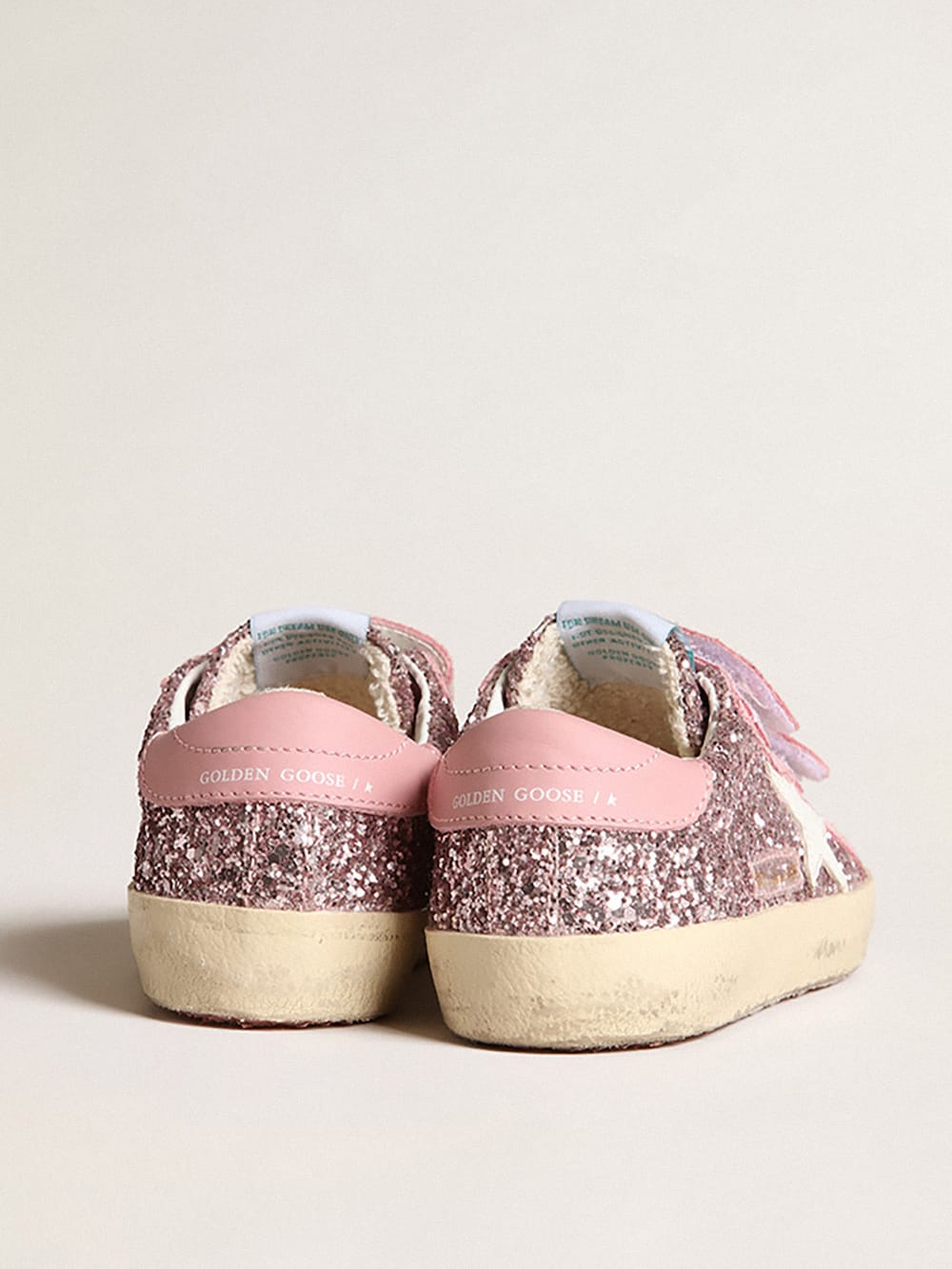 Golden Goose - Old School Junior in lilac glitter with white star and pink heel tab in 