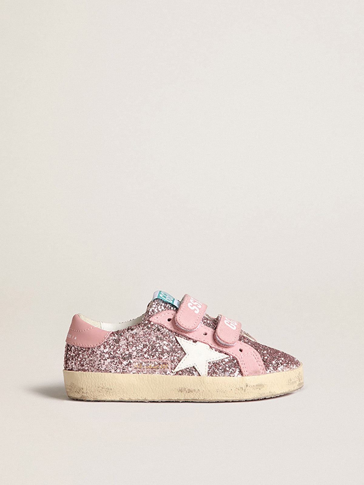 Golden Goose - Old School Junior à paillettes lilas avec étoile blanche et contrefort rose in 