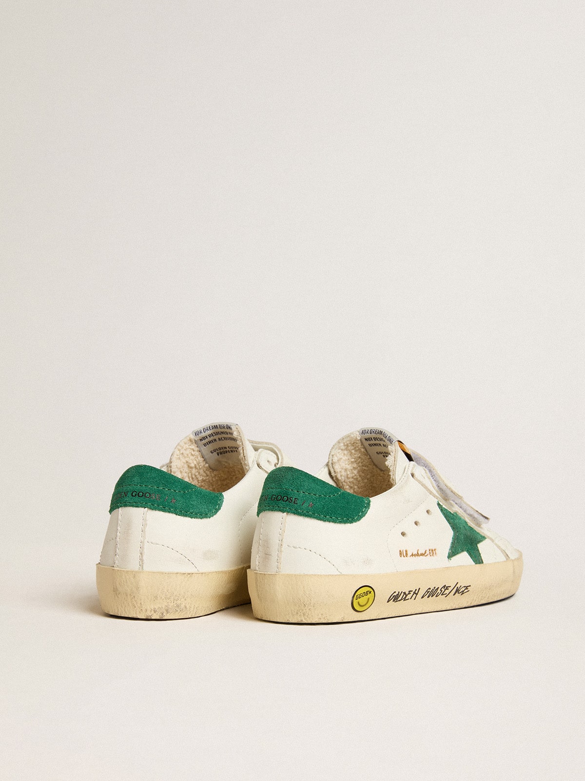 Golden Goose - Old School Junior with green suede star and heel tab in 