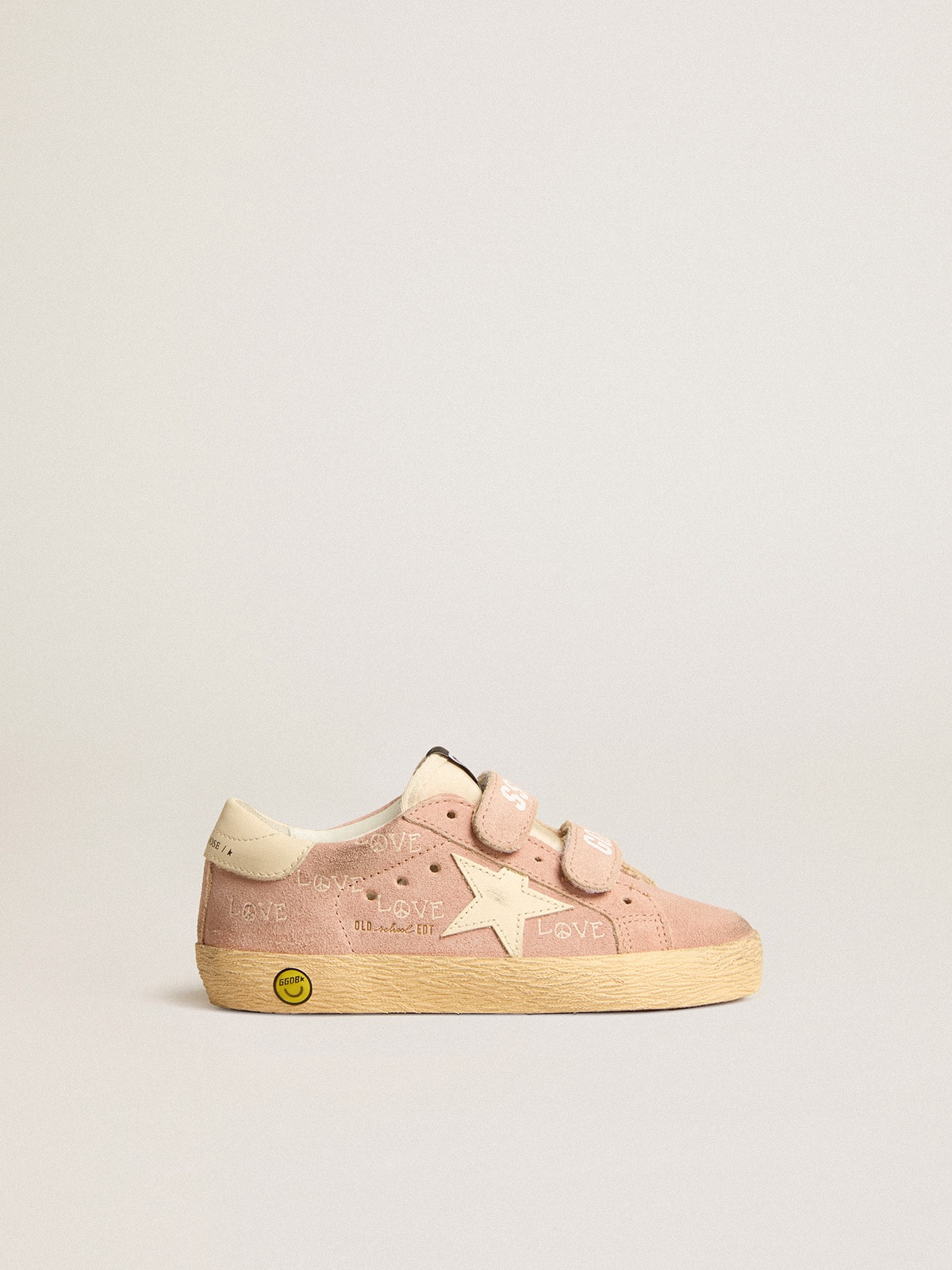 Golden Goose - Old School Junior in pink suede with cream leather star and heel tab in 