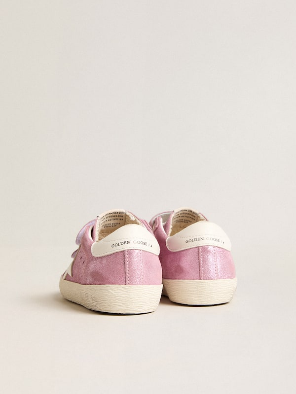 Golden Goose - Junior Old School in metallic pink suede with white leather star and heel tab in 