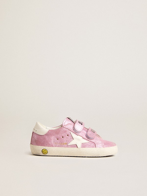 Golden Goose - Junior Old School in metallic pink suede with white leather star and heel tab in 