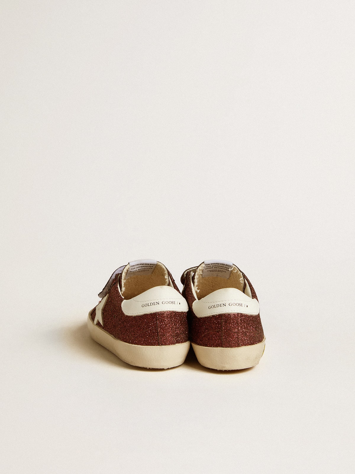Golden Goose - Old School Junior in burgundy glitter with leather star and heel tab in 
