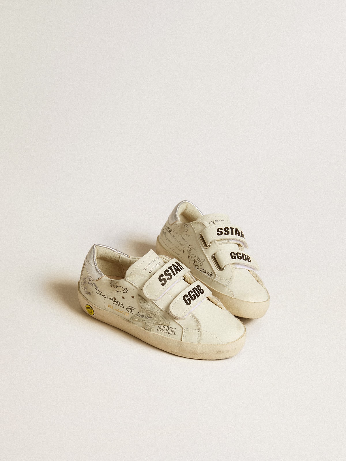 Golden Goose - Old School Junior con stella in suede e talloncino in pelle laminata in 