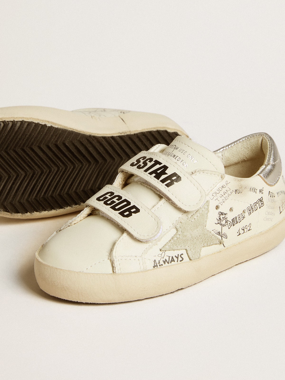 Golden Goose - Old School Junior con stella in suede e talloncino in pelle laminata in 