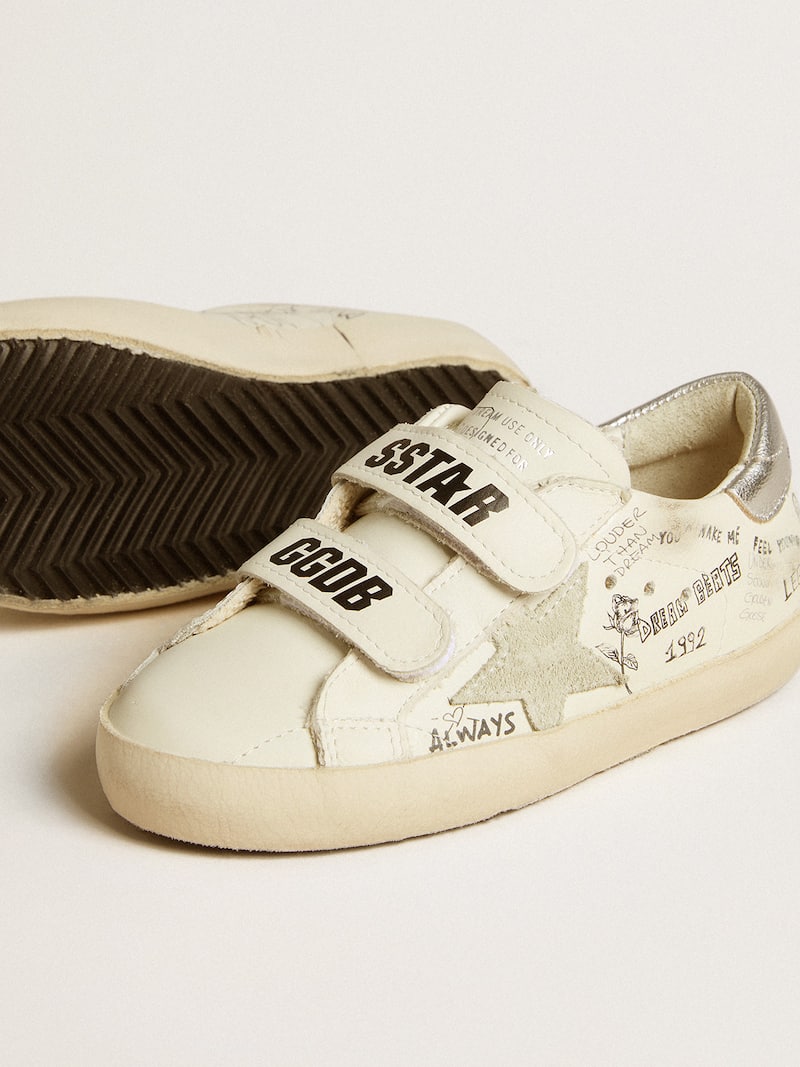 Golden Goose - Old School Junior con estrella de ante y refuerzo del tal&oacute;n de piel laminada in 