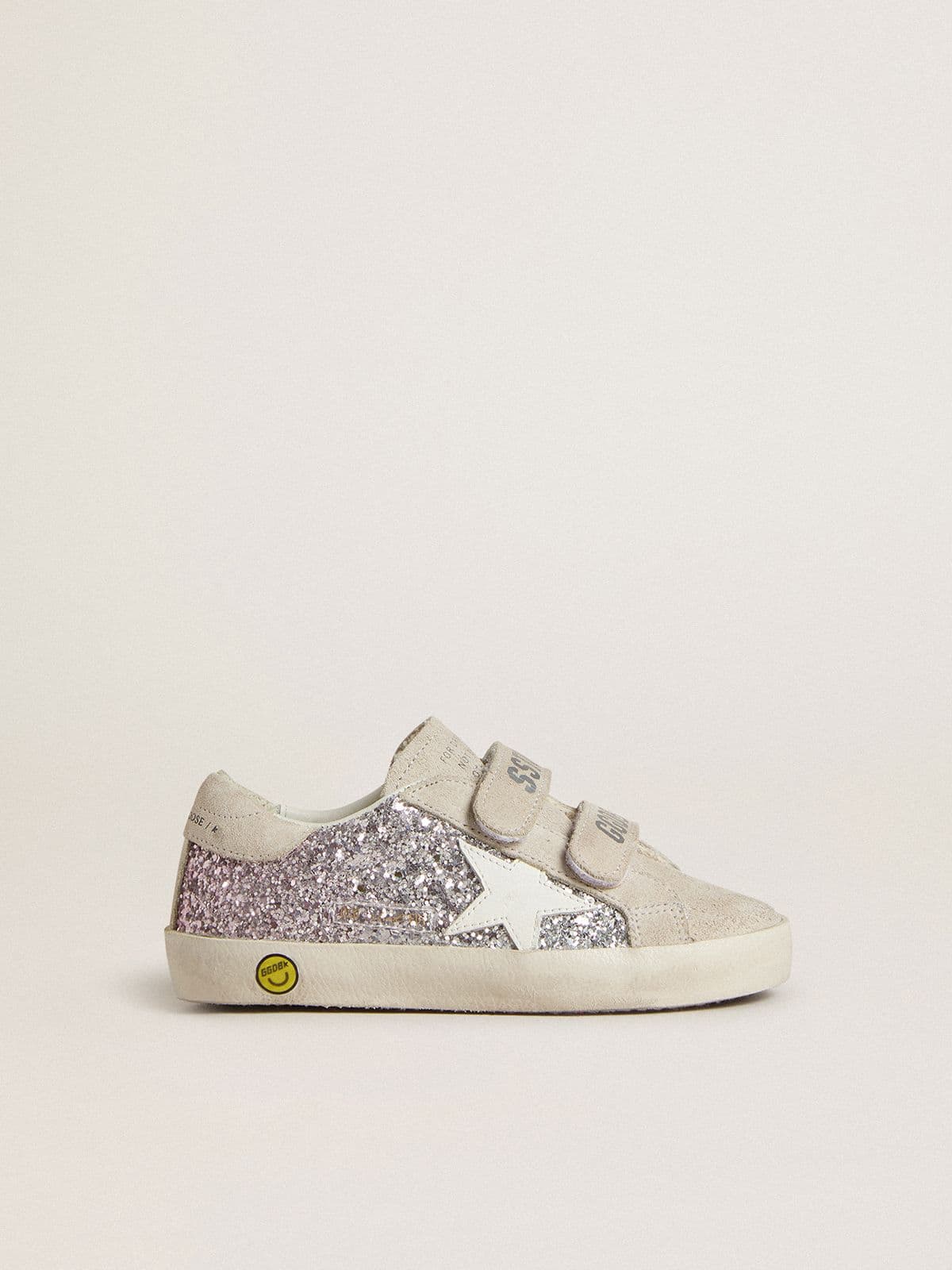 Golden Goose - Old School Junior à paillettes argentées et roses avec étoile en cuir blanc in 