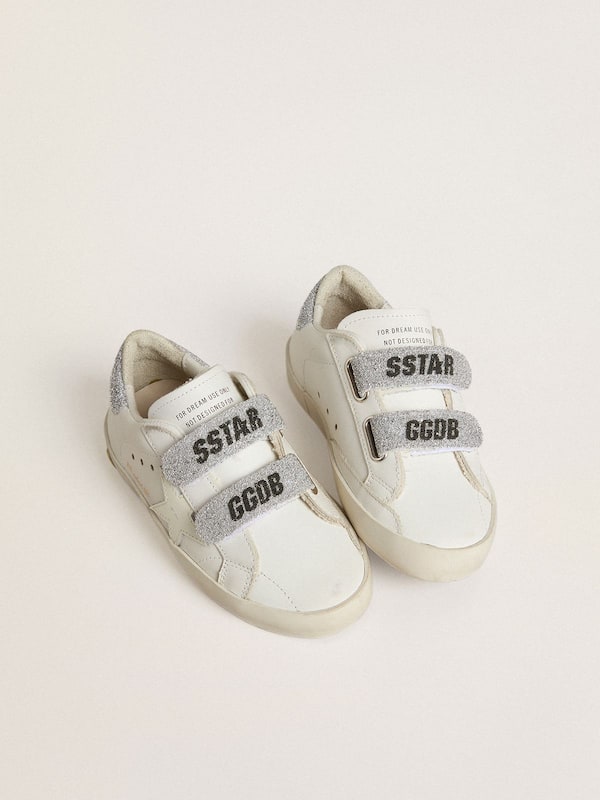 Golden Goose - Junior Old School with silver Swarovski crystal heel tab and straps in 