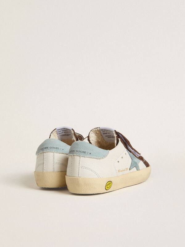 Golden Goose - Junior Old School in nappa with light blue suede star and brown suede inserts in 