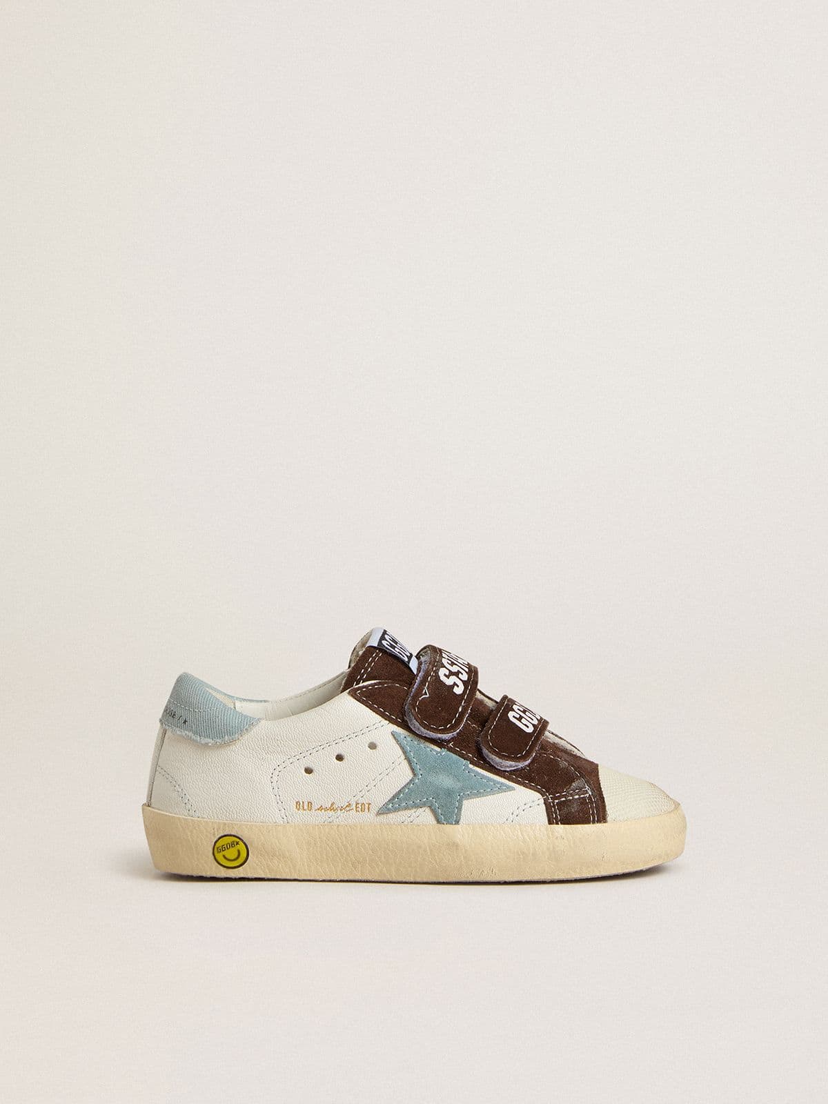 Golden Goose - Junior Old School in nappa with light blue suede star and brown suede inserts in 
