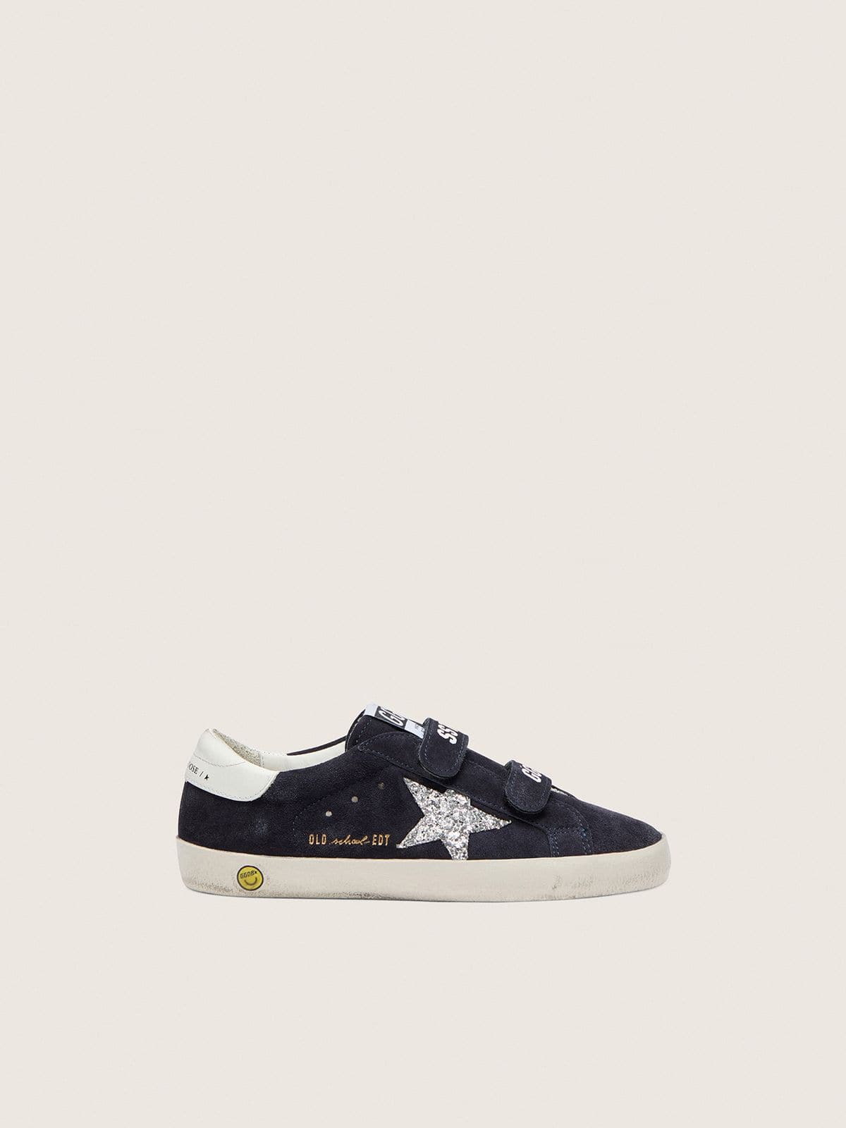 Golden Goose - Junior Old School in blue suede with silver glitter star and white leather heel tab in 