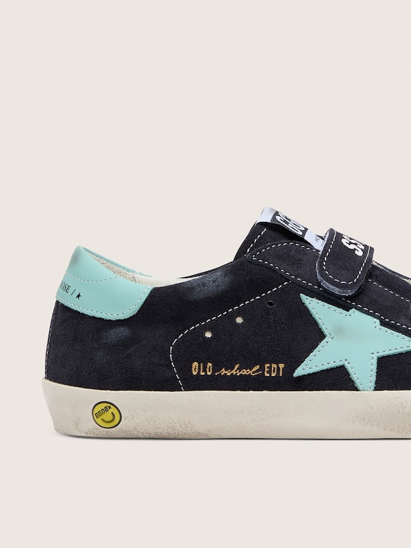 Golden Goose - Junior Old School in dark blue suede with turquoise leather star in 