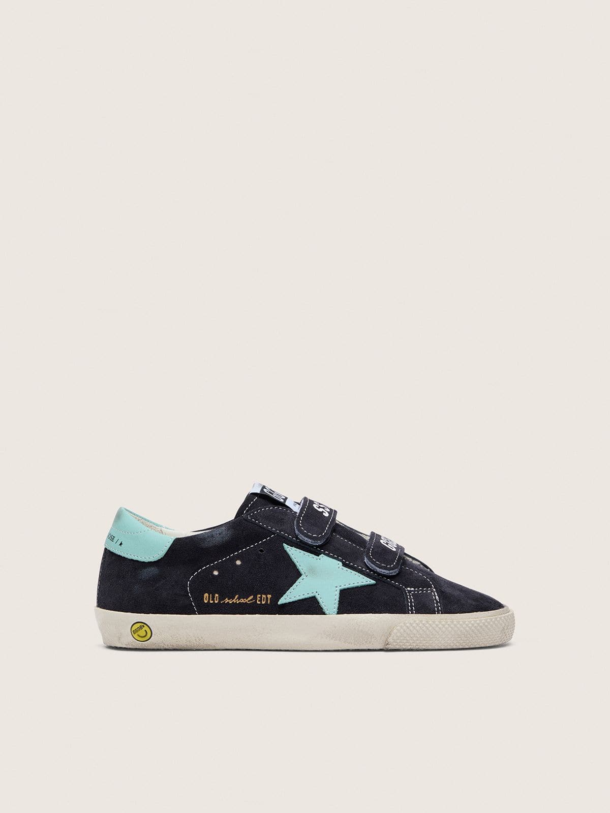 Golden Goose - Junior Old School in dark blue suede with turquoise leather star in 