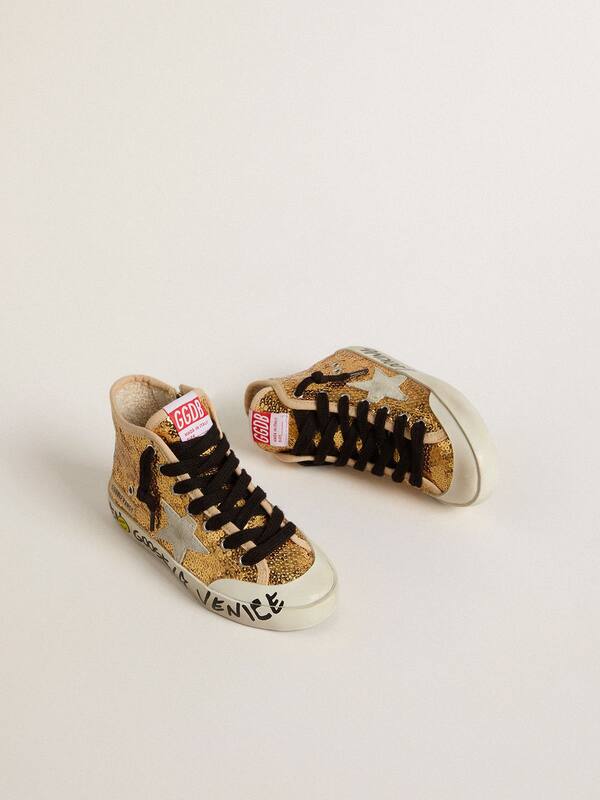 Golden Goose - Junior Francy Penstar in gold sequins with ice-gray suede star  in 