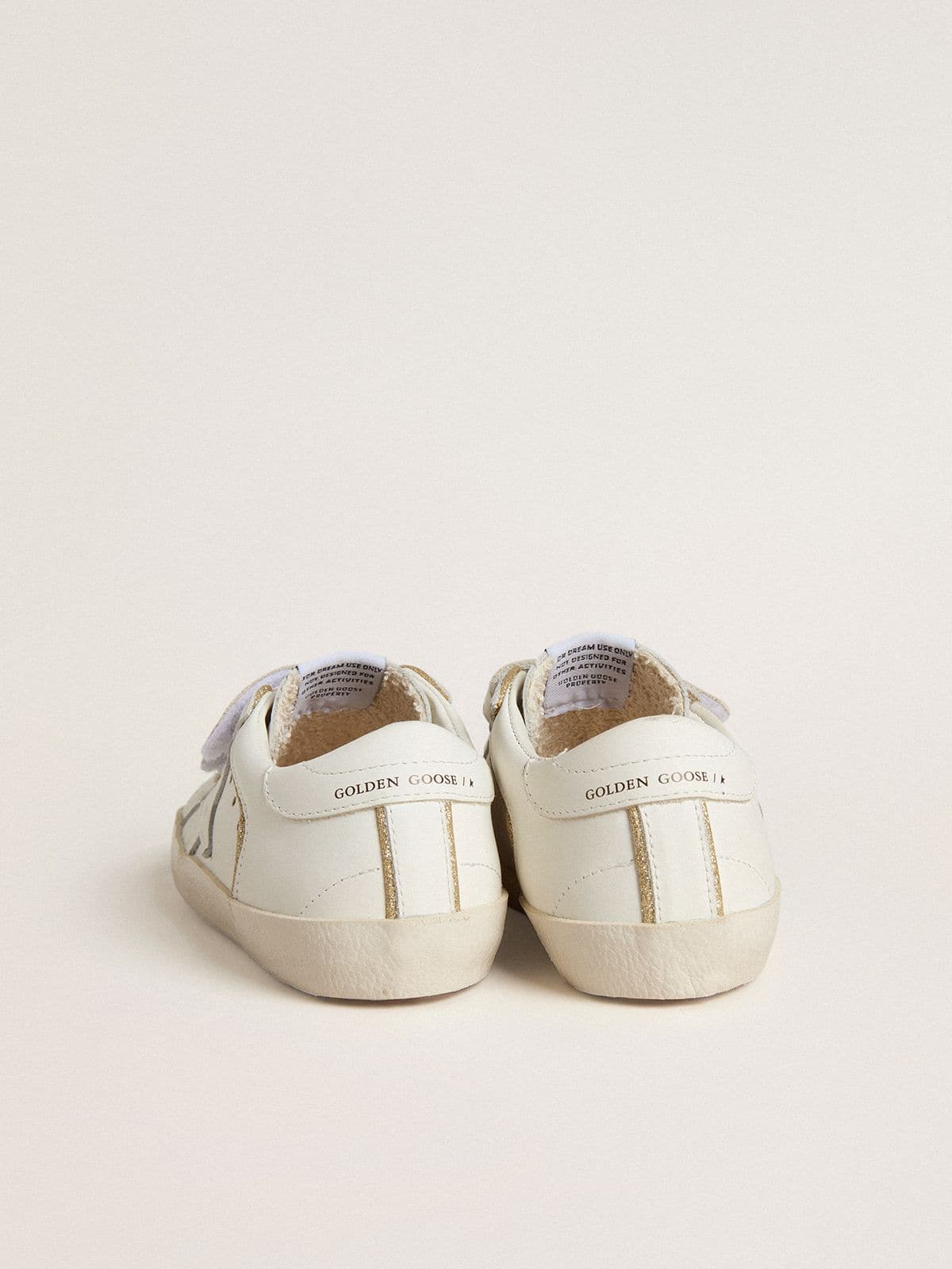 Golden Goose - Old School Junior in pelle bianca con dettagli color oro in 