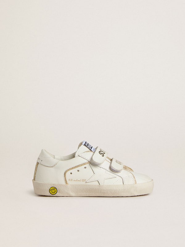 Golden Goose - Junior Old School in white leather with gold details in 